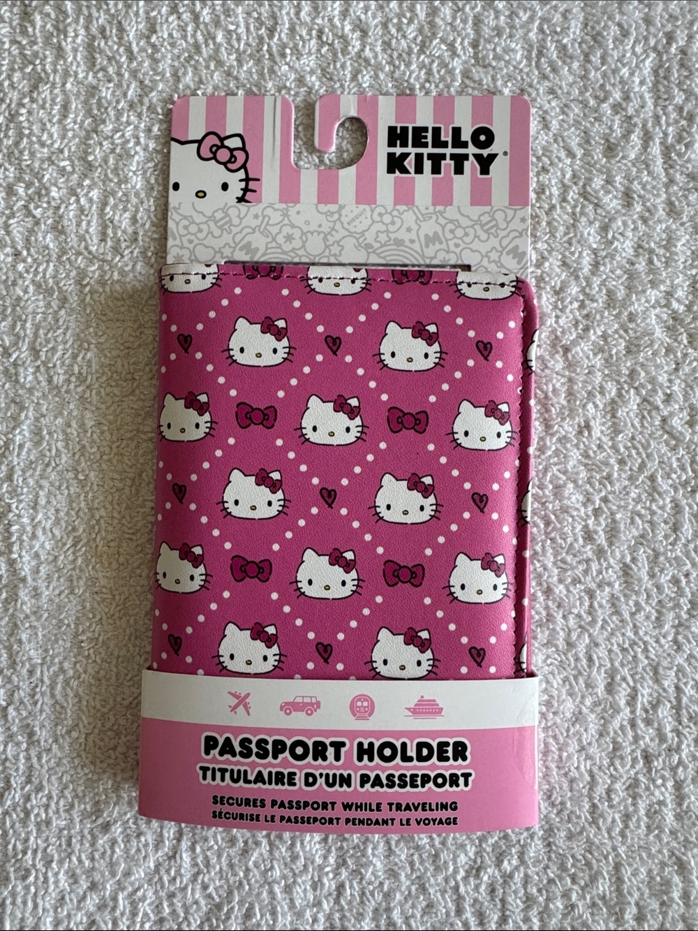 Hello Kitty Hot Pink Passport Holder with White Accents